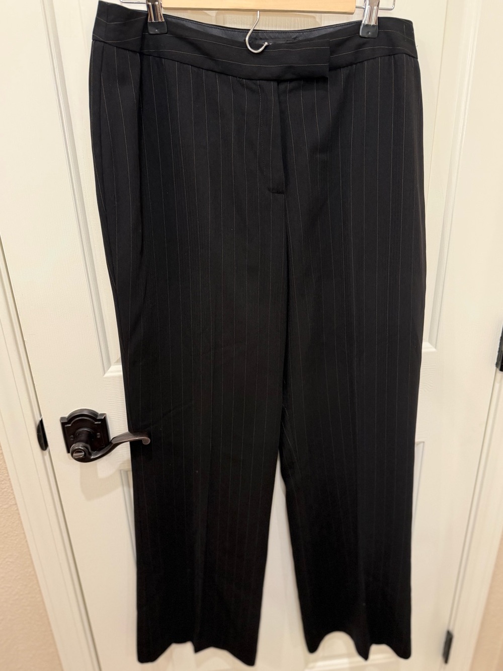 Geoffrey Beene Black Pinstripe Wide-Leg Women's Dress Pants